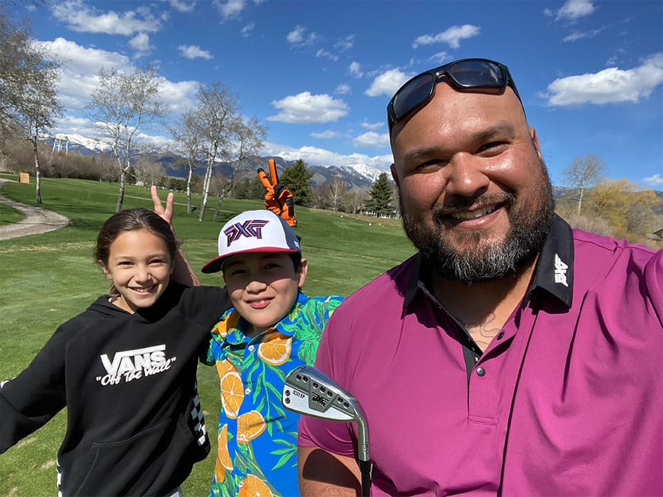 Family on the golf course