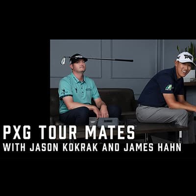 Jason Kokrak and James Hahn sitting on couch