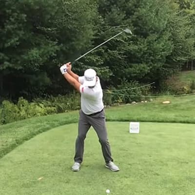 Ryan Moore swinging a golf club